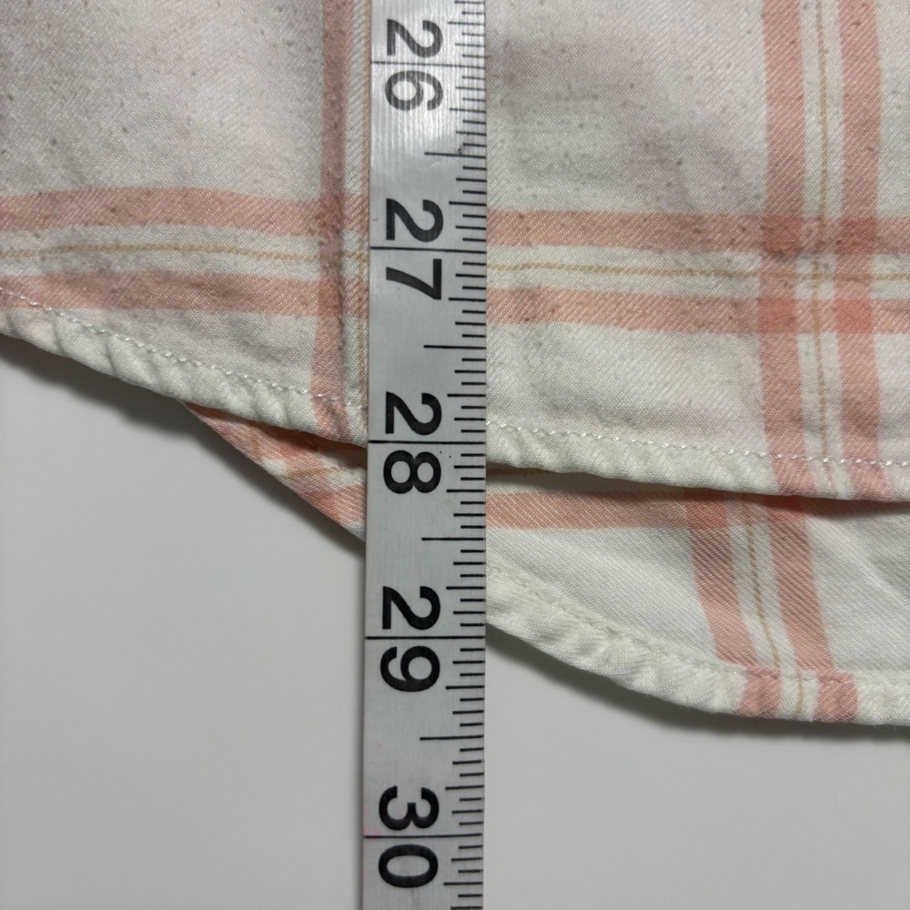 Lands End Tunic Medium Womens Pink White Plaid Cotton Pintuck Band Collar - Picture 11 of 11